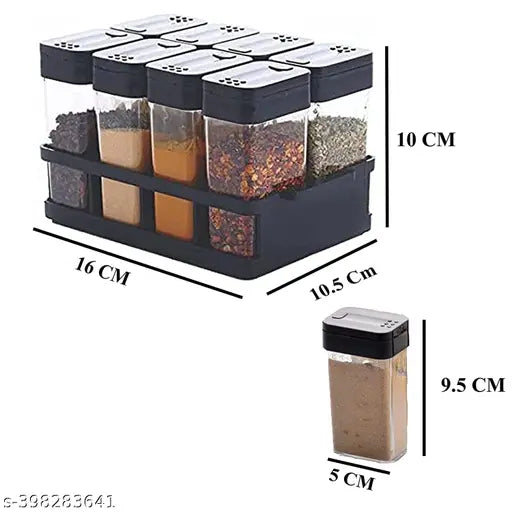 8 Pcs Sets Easy Flow Airtight Spice Storage Container with Tray